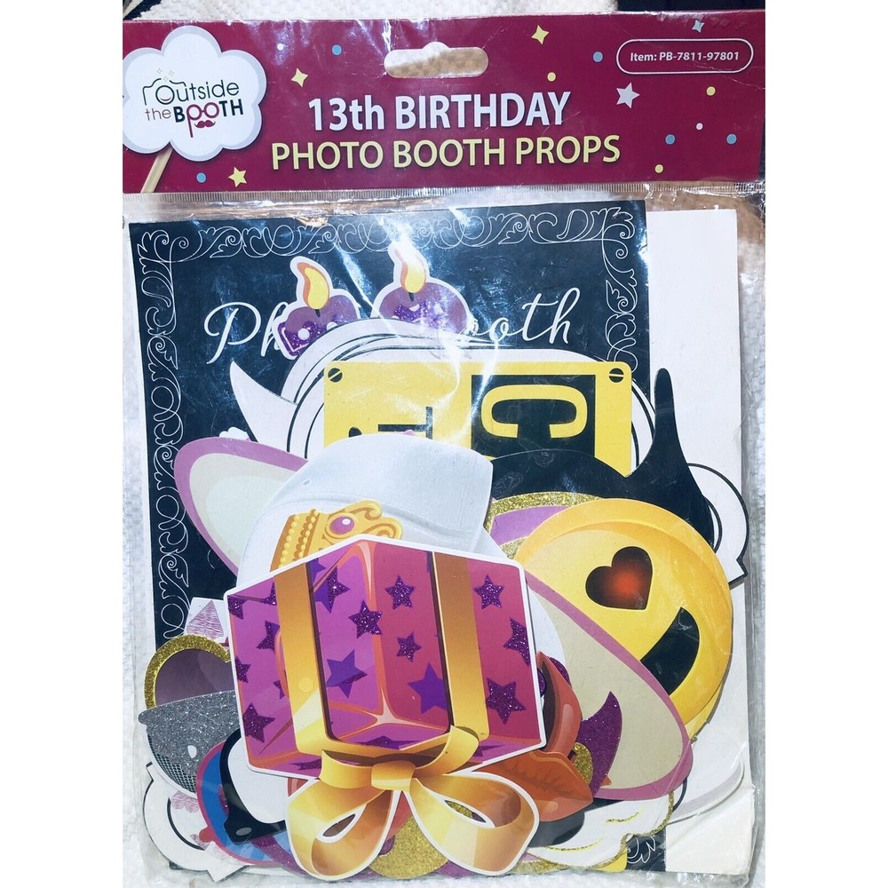 Birthday Photo Booth Props Party Kit 41pcs Wooden Sticks- Sweet 16 Fun Time